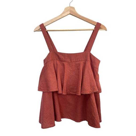 ABOUND Terracotta Ruffle Crop Top - Linen Blend, Boho Chic, Summer Festival - XS - Picture 2 of 12